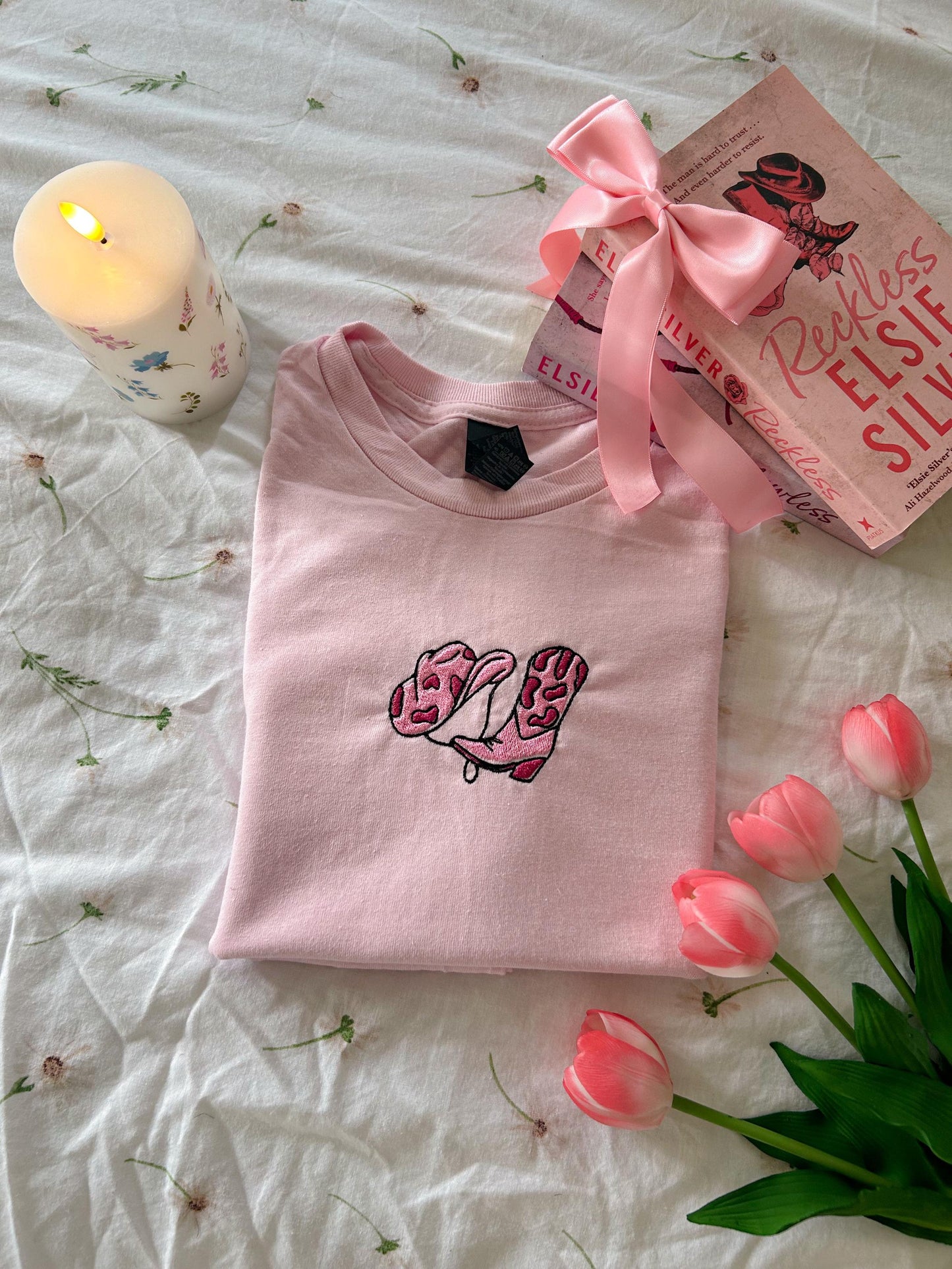 Embroidered Cowboy Boots and Hat T-Shirt