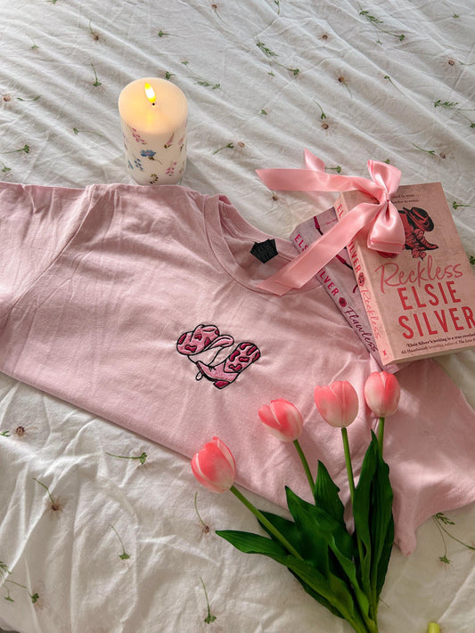 Embroidered Cowboy Boots and Hat T-Shirt