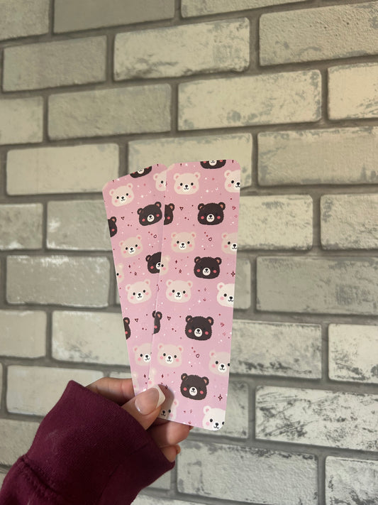 Pink Bear Print Bookmark