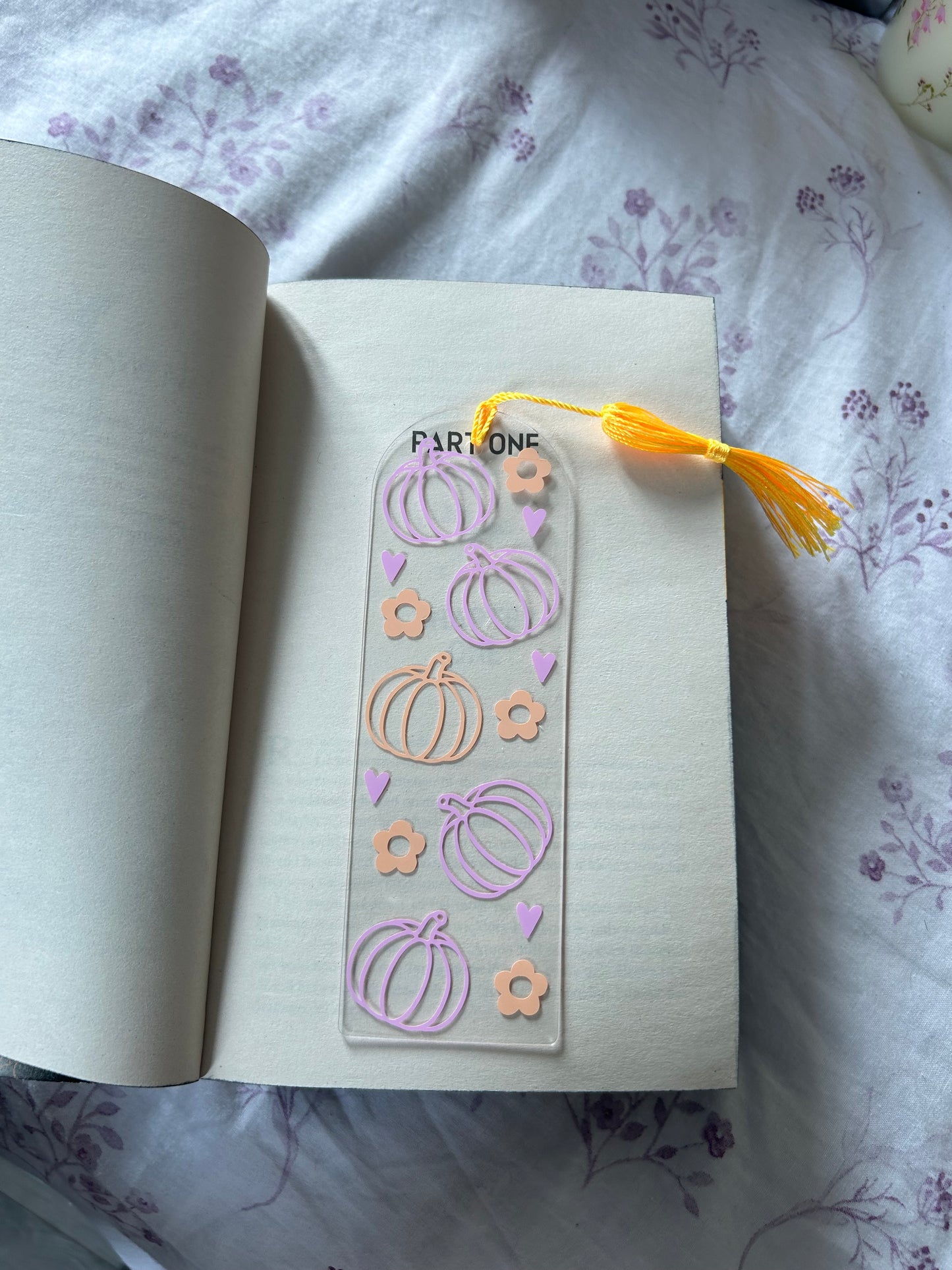 Fall pastel pumpkin acrylic bookmark