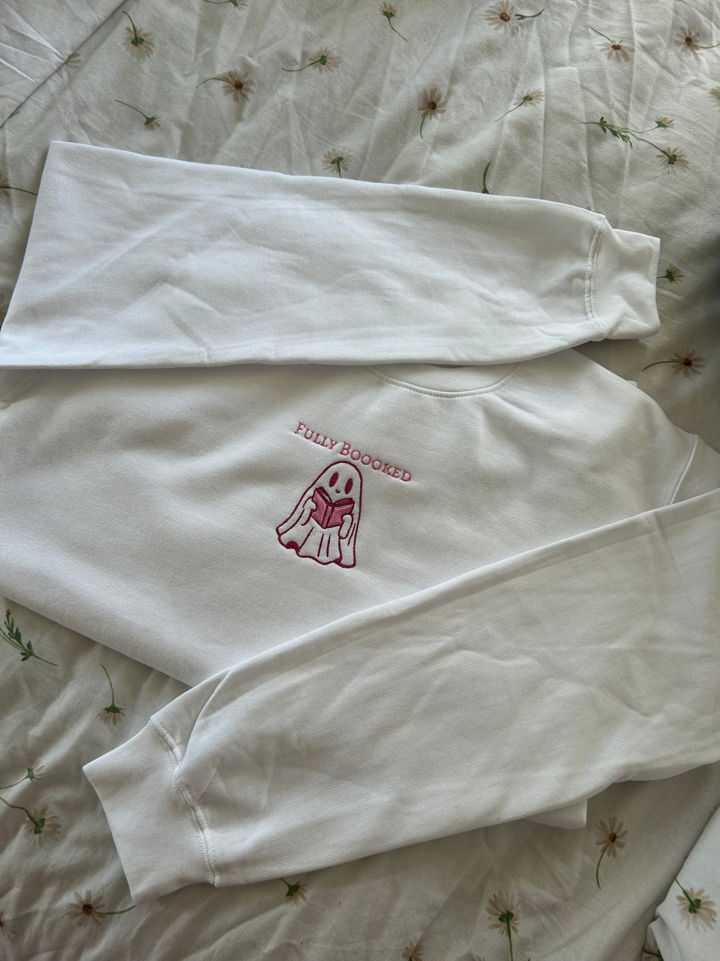 Fully Boooked White Embroidered Sweatshirt