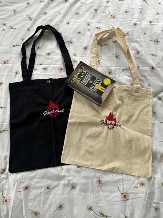 Fireheart Embroidered Cotton Tote Bag