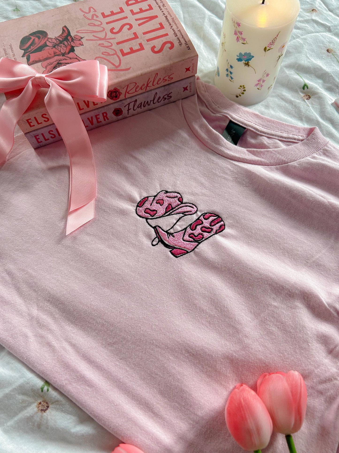Embroidered Cowboy Boots and Hat T-Shirt