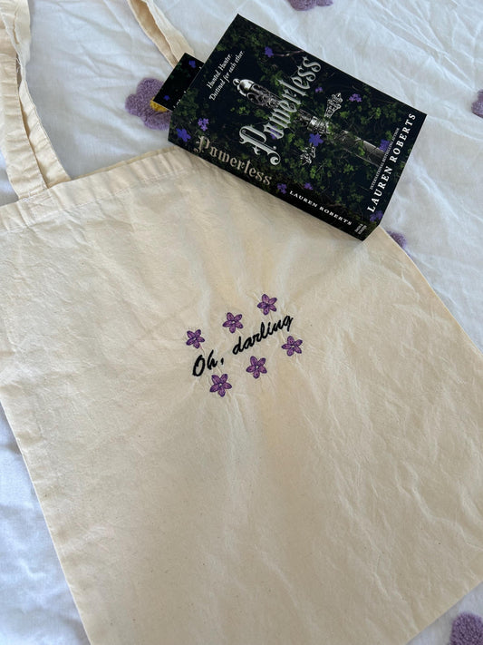 Book Inspired Embroidered Tote Bag