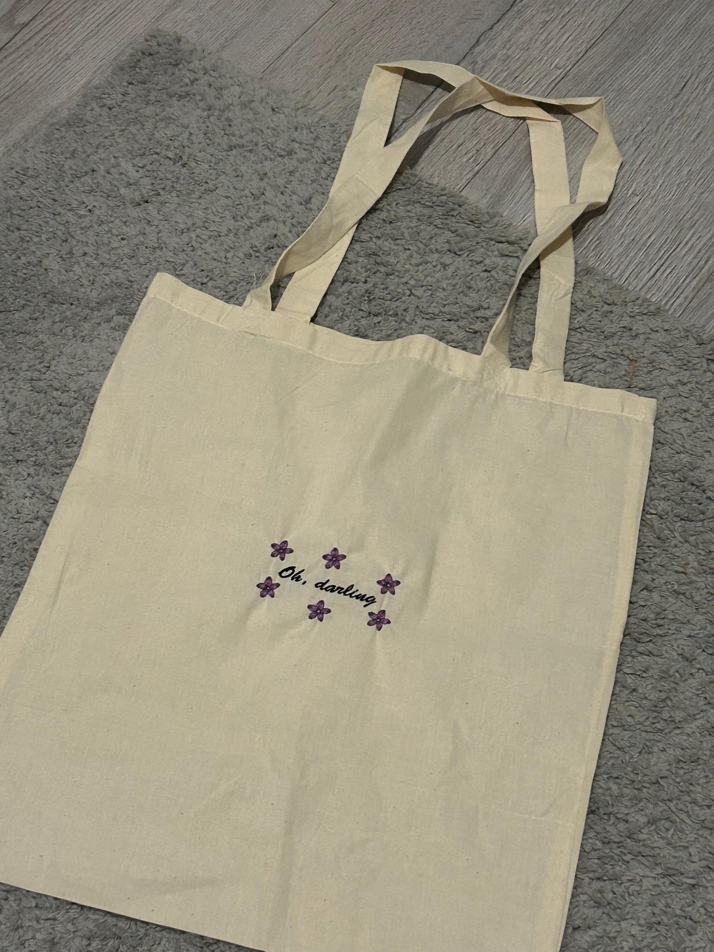 Book Inspired Embroidered Tote Bag