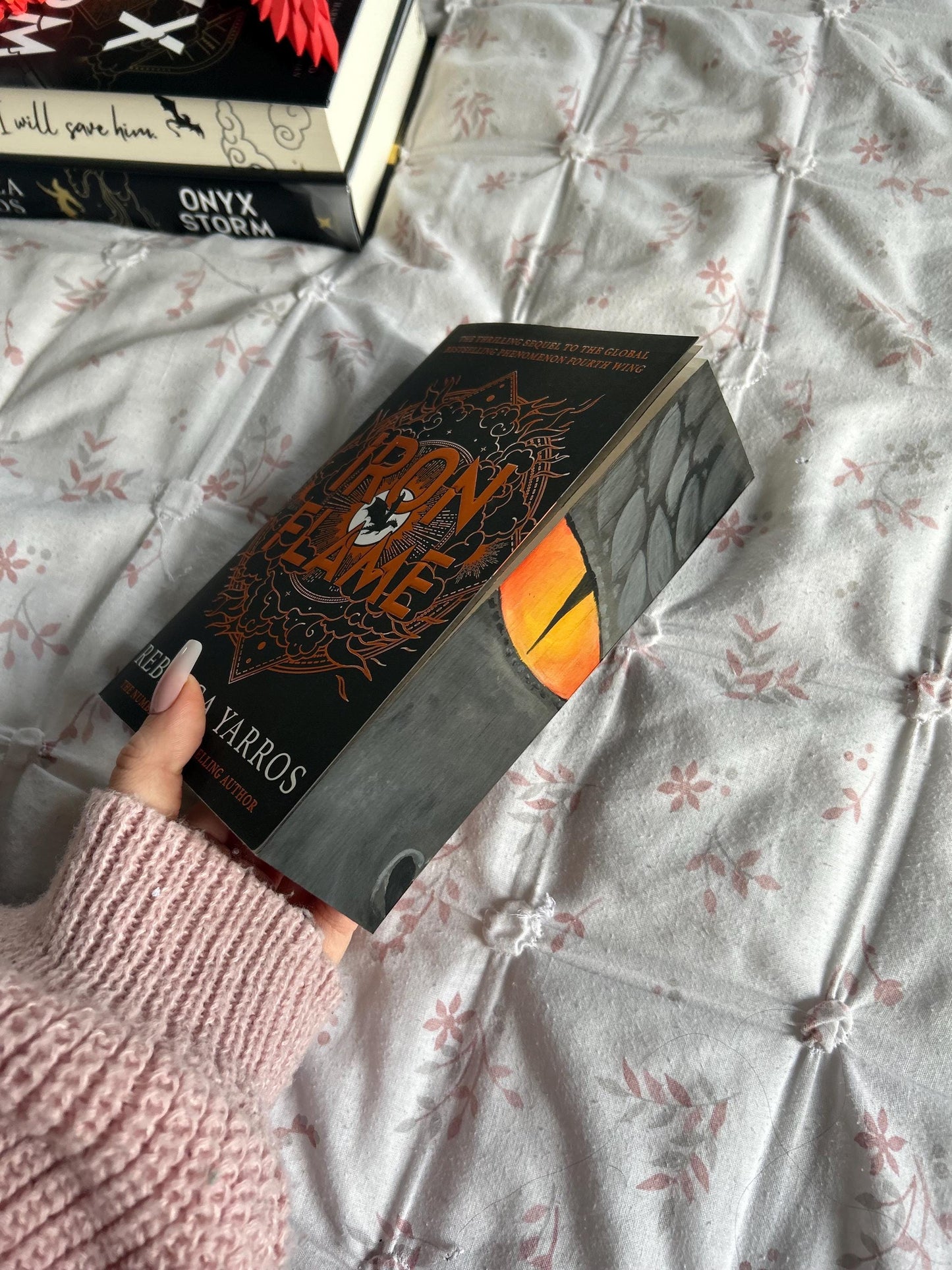 Iron Flame paperback with hand painted edges