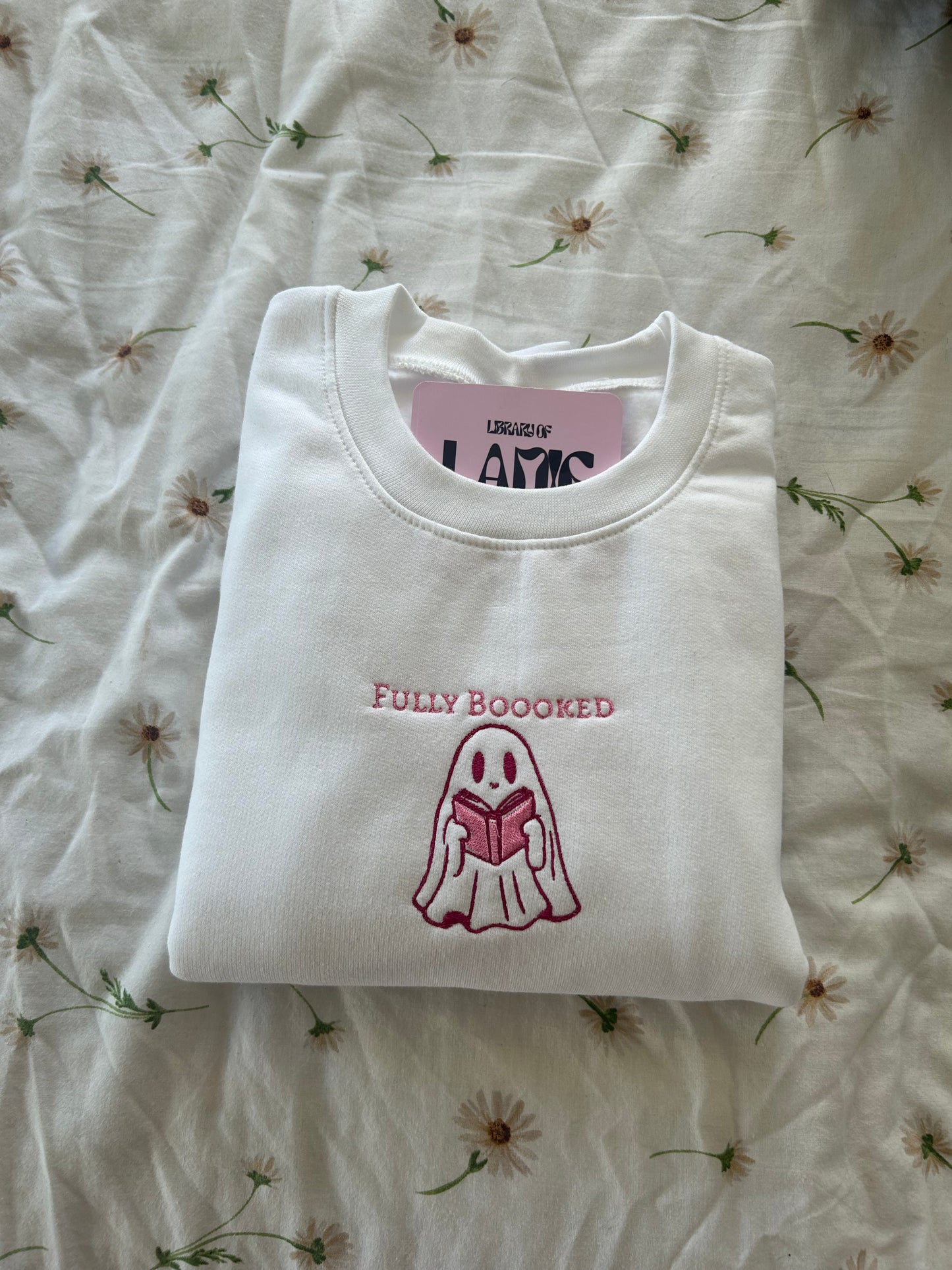 Fully Boooked White Embroidered Sweatshirt