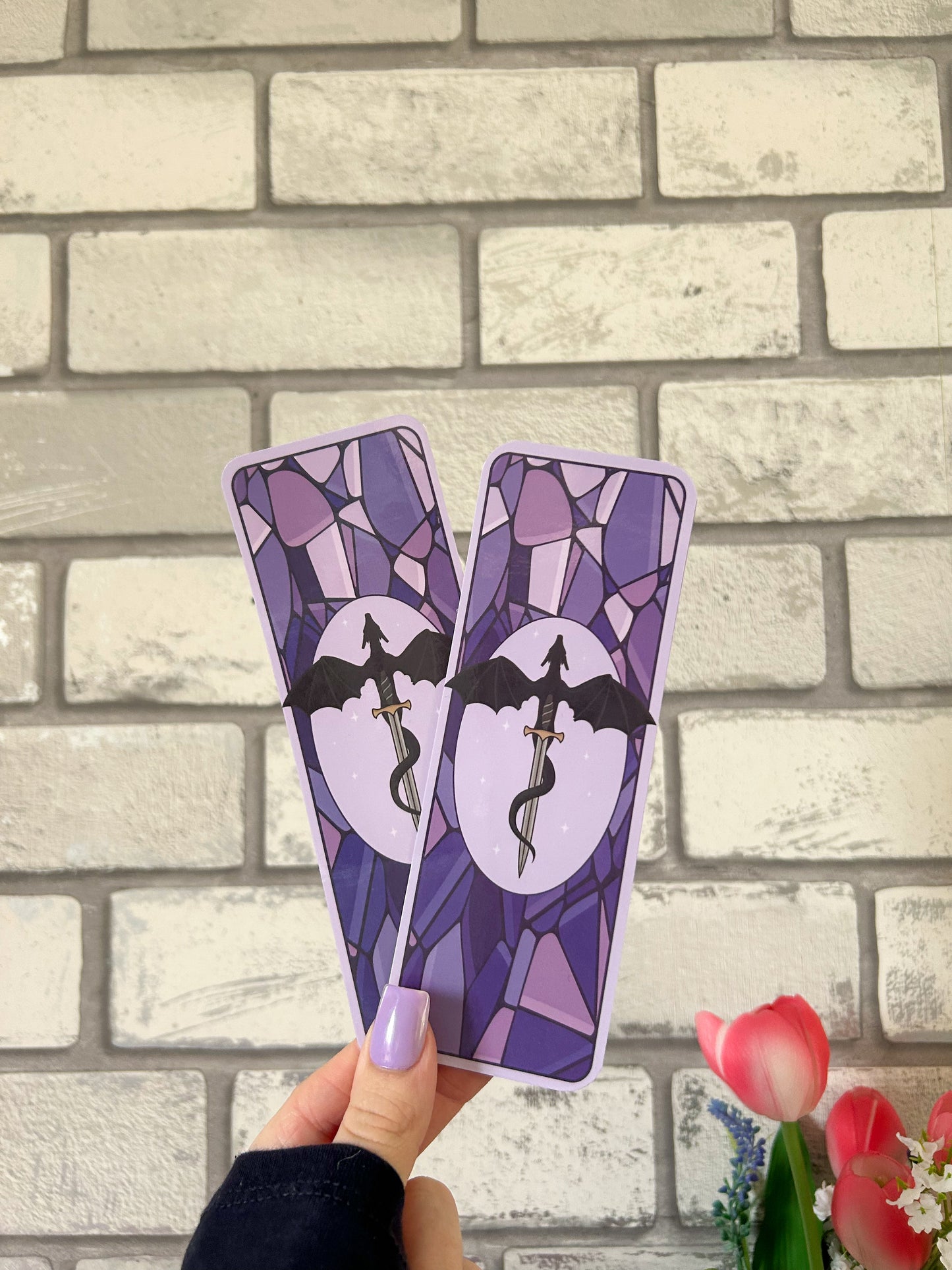 Romantasy Dragon Stained Glass Bookmark