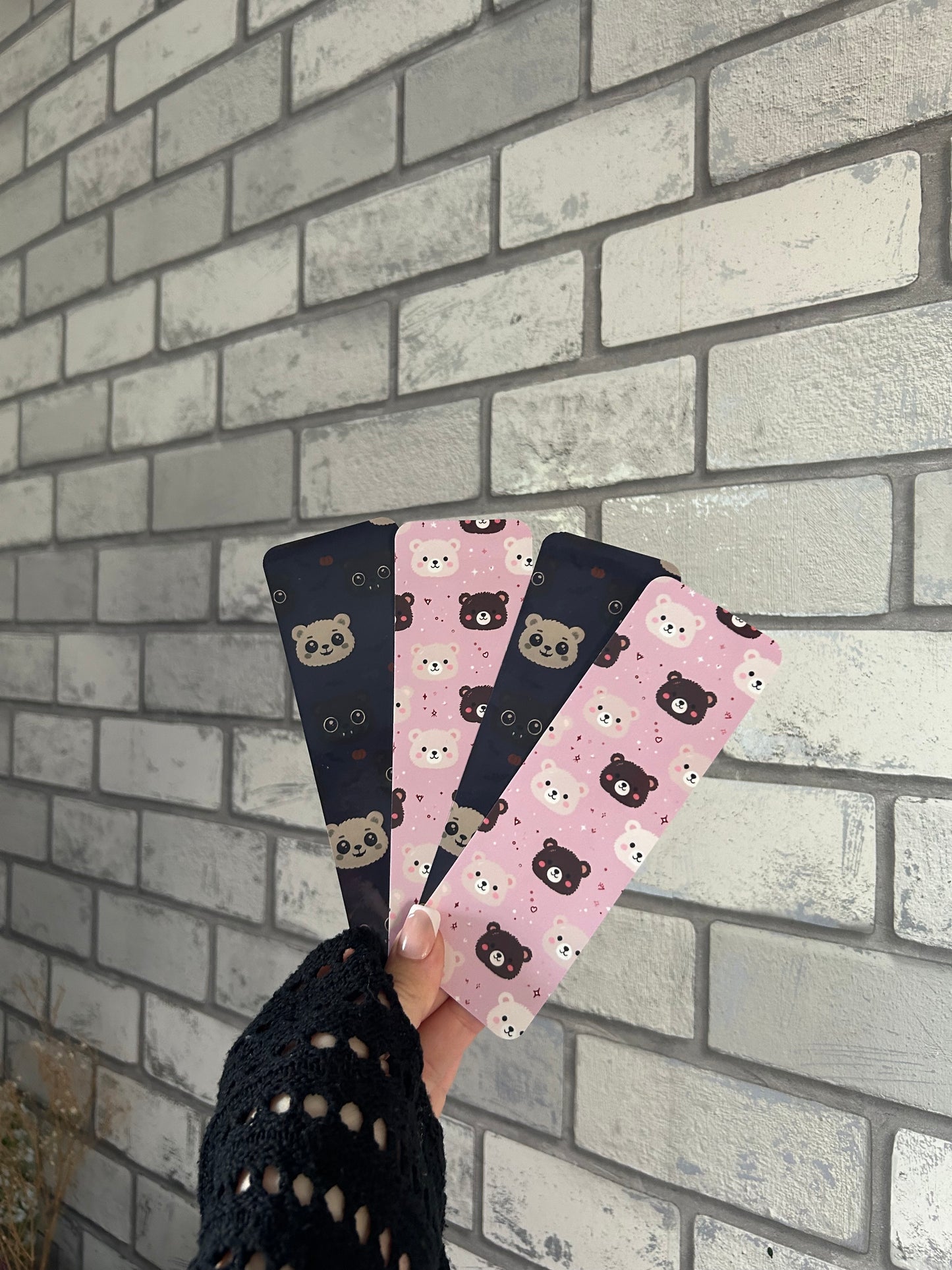 Pink Bear Print Bookmark