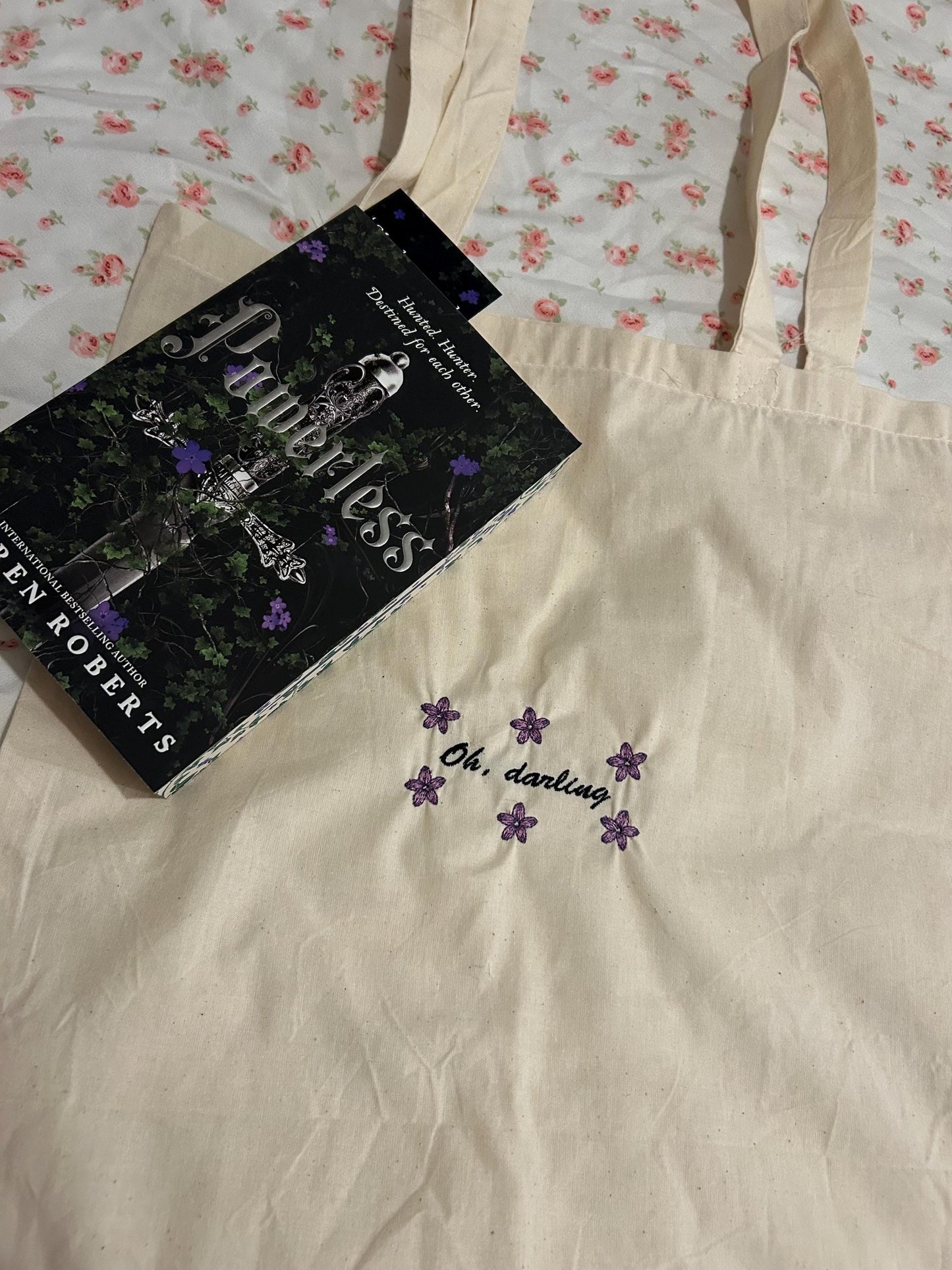 Book Inspired Embroidered Tote Bag