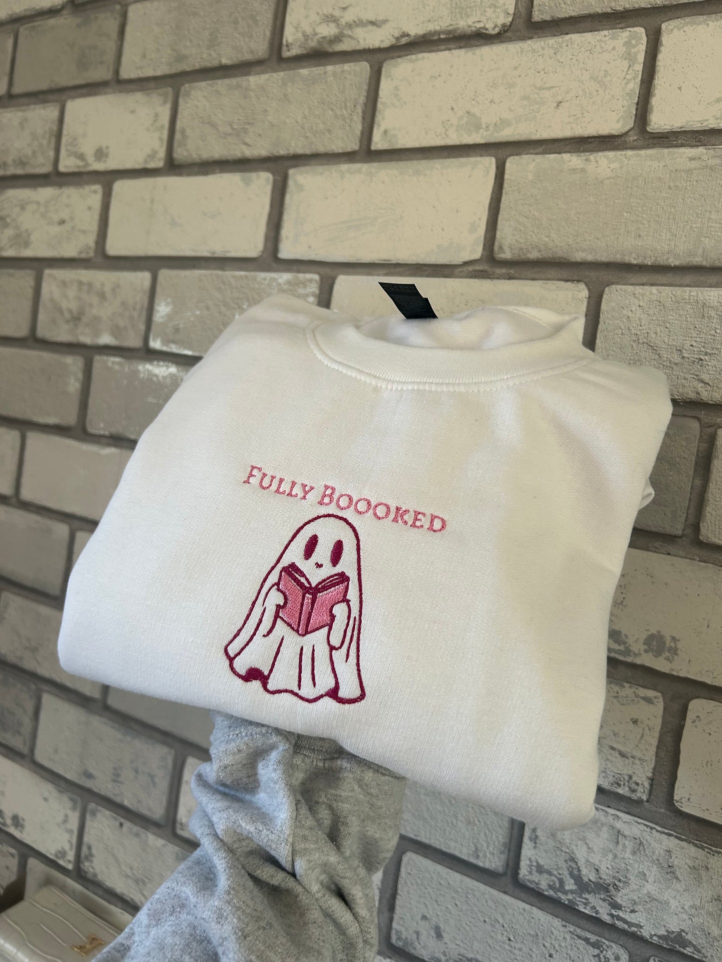 Fully Boooked White Embroidered Sweatshirt