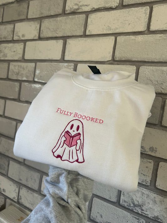 Fully Boooked White Embroidered Sweatshirt