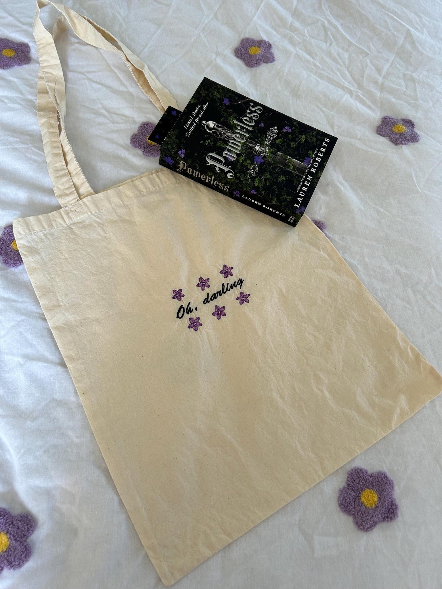 Book Inspired Embroidered Tote Bag