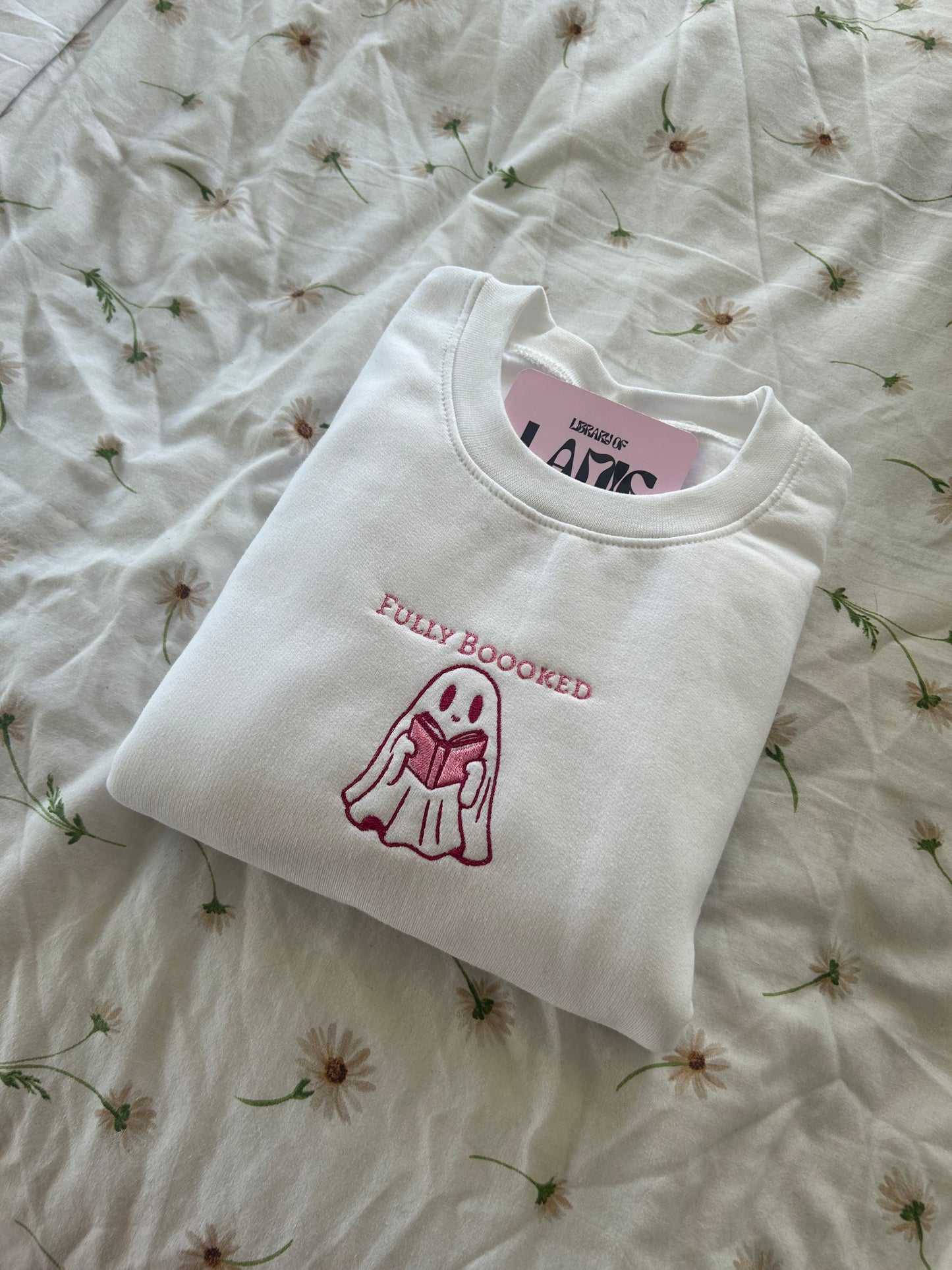 Fully Boooked White Embroidered Sweatshirt