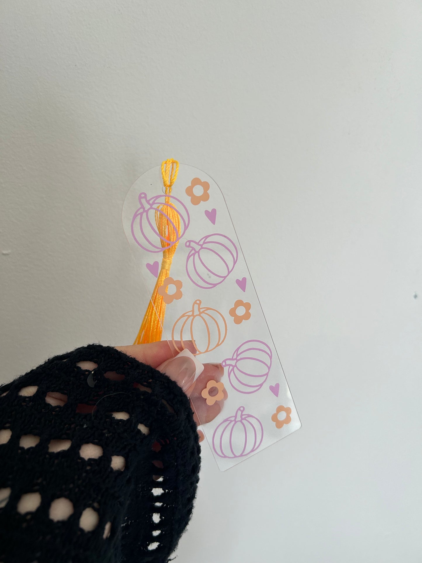 Fall pastel pumpkin acrylic bookmark