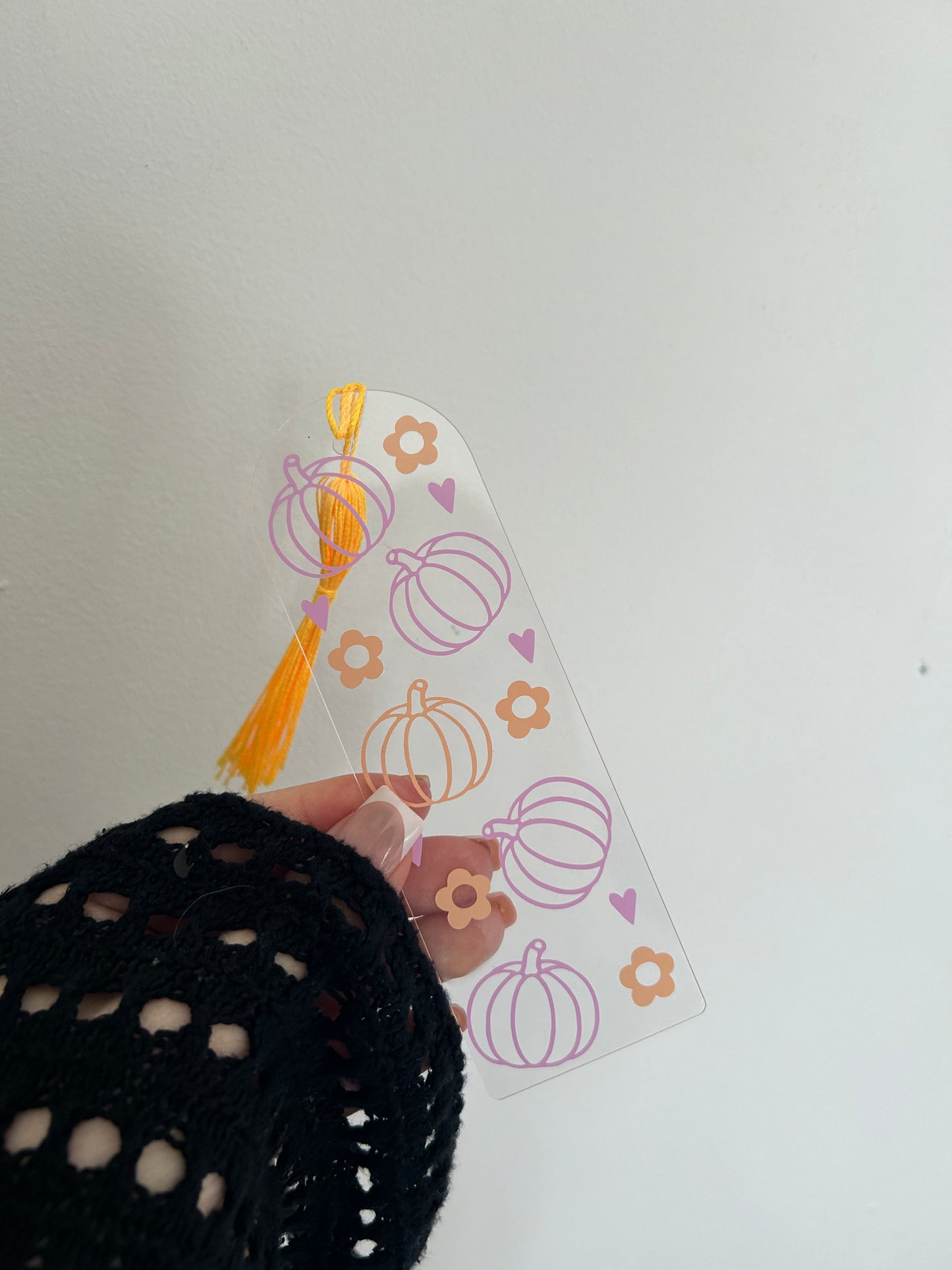 Fall pastel pumpkin acrylic bookmark