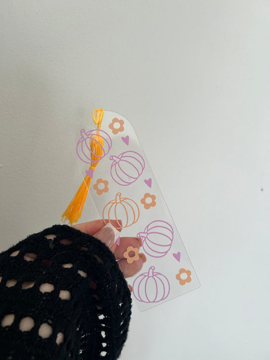 Fall pastel pumpkin acrylic bookmark