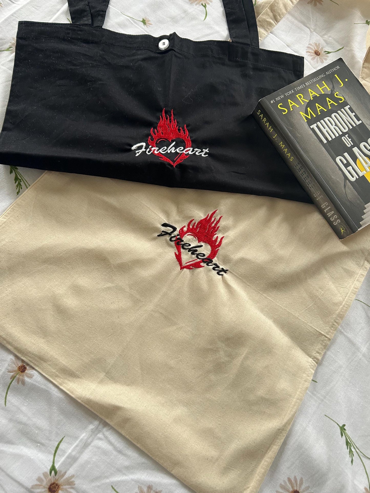 Fireheart Embroidered Cotton Tote Bag