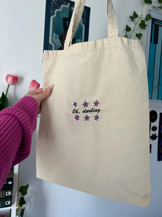 Book Inspired Embroidered Tote Bag