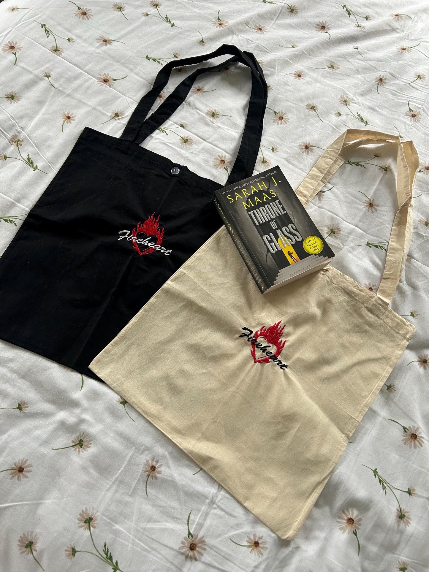 Fireheart Embroidered Cotton Tote Bag